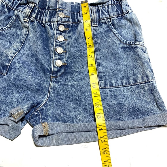 AERO Blue Paper Bag Button Fly Rolled Up Hem Jean Short Size Medium - Picture 10 of 12